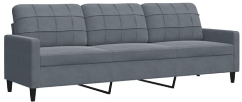 Willood 3 Sitzer Sofa Couch Sessel Dunkelgrau 210 cm Samt