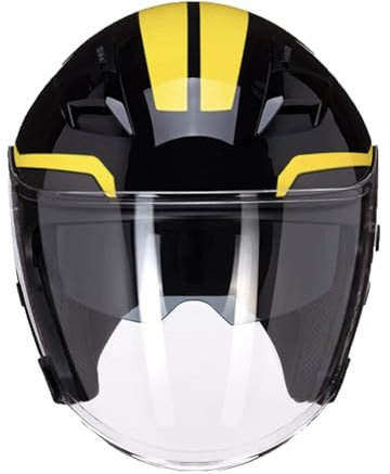 JATIBOSH Respirant Anti-Rayures Classic Casque Moto avec Visière, Facile À Utiliser RéTro Demi Casque avec Mentonnière Réglable, pour Adapté Aux Motos ÉLectriques Scooters ECE Certifiés