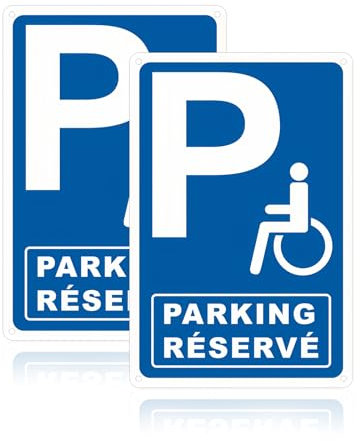 Acuxiaza 2 Pièces Panneau Parking Handicapé 20x30 cm Aluminium Panneau de Stationnement pour Handicapés, pour intérieur et extérieur, Imperméabe