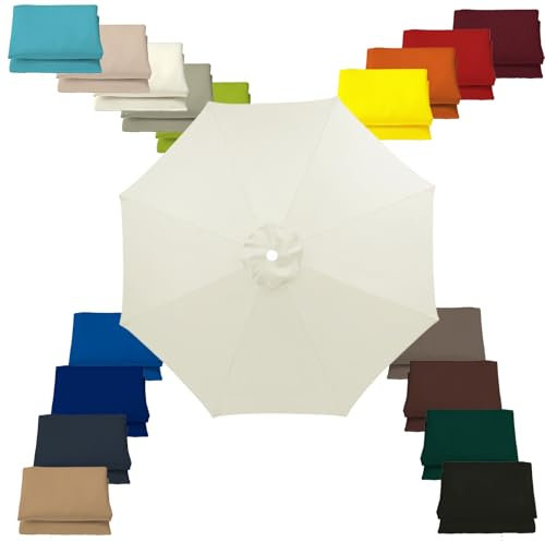 300cm Sonnenschirm Ersatzbezug 270cm 230cm 8 Streben, UV-Schutz Ampelschirm Bezug, Wasserdicht Schirmbezug Sonnenschirm Ersatzteile für Balkon, Garten, Pool und Strand(Weiß,230CM/7.5FT)