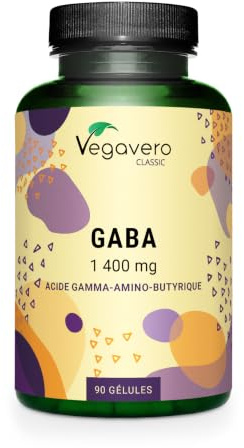GABA 1400 mg | ALTO DOSAGGIO | Per Stress, Ansia, Insonnia ed Equilibrio Emotivo | Supporta i livelli di Serotonina e Dopamina | Senza Additivi | Vegan | 90 Capsule | Vegavero®