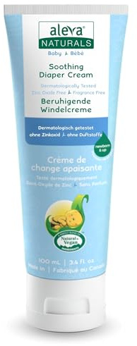 Aleva Naturals Windelcreme – 100 % natürliche Inhaltsstoffe – Mit Bio-Sheabutter, Aloe Vera & Calendula – Sanfte Pflege bei jedem Windelwechsel – Für empfindliche Babyhaut – Vegan – Made in Canada