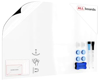 ALLboards Whiteboard Folie, 90x60 cm Magnetisch Selbstklebend Weißwandtafel Folie, einschließlich 2 Marker, 4 Magneten und Whiteboard Schwamm, Memoboard zum Schreiben