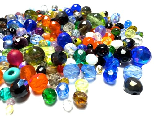 Creative-Beads Glasperlen geschliffen, bunte Mischung, ca. 1000 Perlen, 300g, ca.3-10mm, verschiedene Formen und Größen zum auffädeln, basteln, selber machen