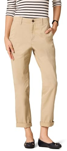 Amazon Essentials Pantalón Caqui de Talle Alto y Ajuste Regular hasta el Tobillo y Pierna cónica Mujer, Bronceado, 44 Largo