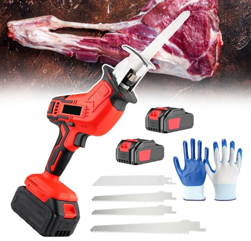 KJZQXYX Sierra eléctrica para Cortar Huesos,Sierra recíproca inalámbrica de Mano,Herramientas para Cortar Carne,para Cortar Huesos/Carne