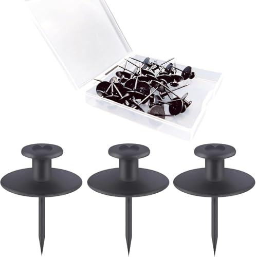 30 PCS Push Pins Picture Hanger Hooks, Double Headed Nails Push Pin for Wall Hanging Picture, Decorative Small Hook Pins for Drywall Cork Board Home Office Photo Decorations(Black, 30)