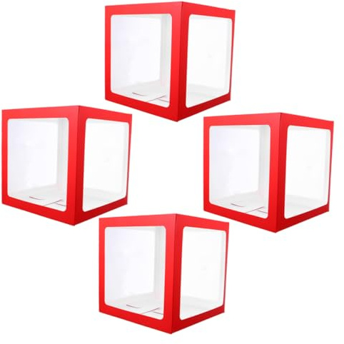 TOYANDONA 4 Stück Papier Ballonboxen 30x30x30cm Transparent Leichte Party Dekoration für Geburtstagsfeiern Babyparty und Überraschungen