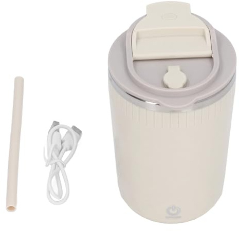 Tazza auto-mescolante da 380 ml, tazza con miscelazione automatica e interno in acciaio inossidabile 304, miscelatore di caffè portatile ricaricabile via USB per ufficio, viaggi, (Bianco Latteo)