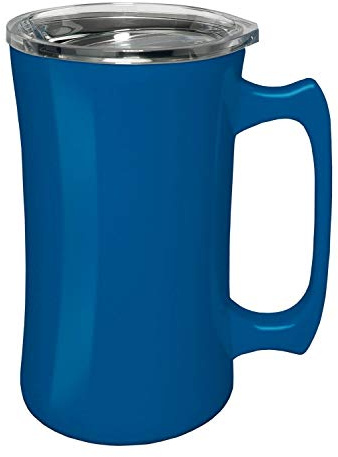 True North Stainless Steel Insulated Beer Mug Tumbler + Tankard with No-Spill BPA Free Triton Lid, Keeps Drinks Warm or Cold for 24 Hours, Perfect for IPA, Coffee, Tea or Wine, 20 oz, Sport Blue