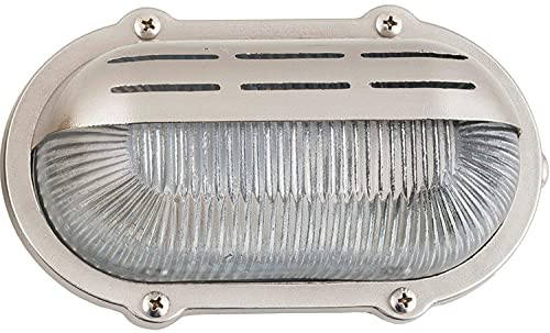 Wandleuchte Nickel Echt-Messing oval IP64 außen Maritimer Stil Außenleuchte Haustür Terrasse