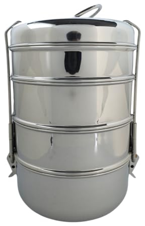 Nature's Own Indian-Tiffin Stainless Steel 4 Tier Large Lunch Box Snack Box/Food Container Airtight Leak Proof 4Compartment Suitable for Office Use, Outdoor Lunches/Dining