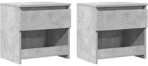 vidaXL 2x Bedside Cabinets Chipboard Nightstand Bed Drawers Cabinets Couch End Tables Telephone Stands Bedroom Furniture Concrete Grey