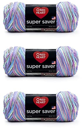 Red Heart Super Saver Yarn, 3 Pack, Monet 3 Count