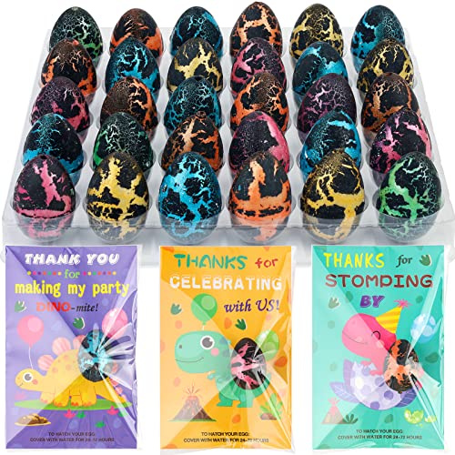 Dinosaur Party Favors, 30 Pack Hatching Dinosaur Eggs with Card Bulk - Dino Birthday Goodie Bag Stuffers , Novelty Birthday Party Favors for Kids