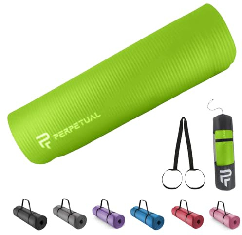 PERPETUAL Esterilla de Yoga y Pilates 10/15mm - Mat Antideslizante - Con Correa y Bolsa de Transporte - Colchoneta Gruesa y Plegable - Hombre/Mujer - Gimnasia, Fitness y Ejercicios - Gimnasio en Casa