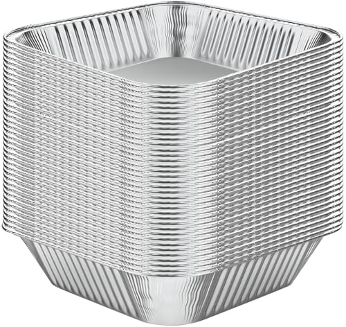 WANBAO 30 Pcs Disposable Aluminum Tin Foil Baking Pans Bakeware Square 8'' X 8'' X 2'' Inch Meal Prep for Catering, Baking Cakes, Breads, Brownies, Bread, Meatloaf, Lasagna