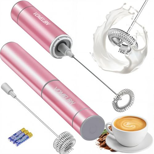 Espumador de leche eléctrico de mano, mezclador de bebidas de café de viaje, baterías incluidas, batidor de acero inoxidable 304 para café con leche, capuchino, café a prueba de balas, chocolate