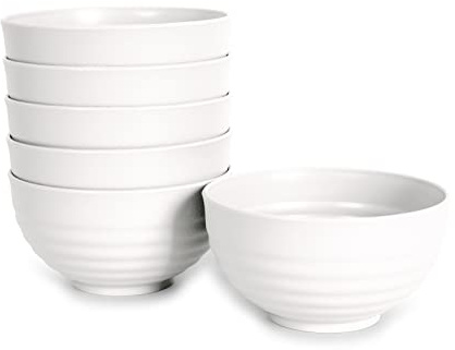 Set di 6 pezzi di stoviglie classiche in plastica dura riutilizzabile e infrangibile per feste ed eventi. Bianco (Ciotole 540 ml)
