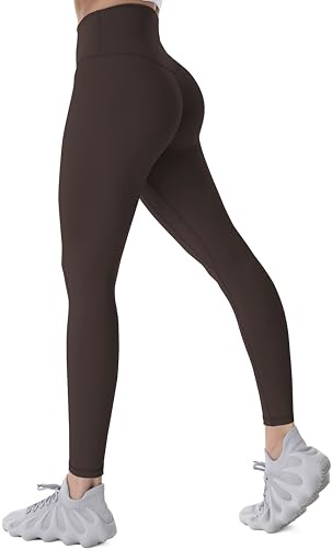Sunzel Sunzfly Leggings Damen mit Bauchkontrolle Blickdicht Yogahose Sporthose für Gym Fitness Workout Braun M
