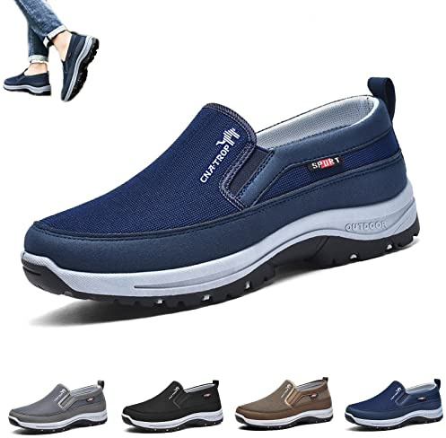 LOVEWLVNCL Plimsolls de Viaje ortopédicos Transpirables, Zapatos ortopédicos for Hombres CNA Trop, Zapatos de Barco Informales cómodos Antideslizantes Ligeros for Caminar (Color : Blue, Size : 40 EU)