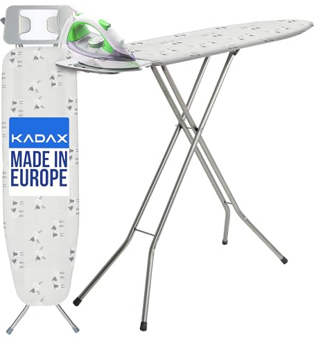 KADAX Table à repasser 110 x 30,5 cm, planche à repasser vapeur avec pieds antidérapants, table à repasser réglable en hauteur avec housse amovible, planche à repasser pour fer à vapeur