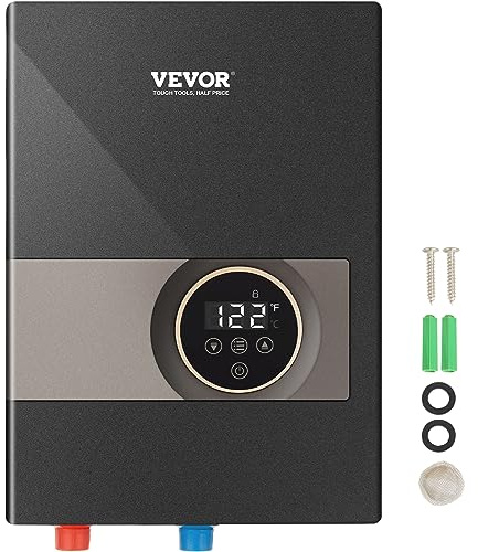 VEVOR Tankless Water Heater Electric, 13.8KW 240V Black Instant Water Heater, Digital Temperature Display, Child Security Lock, On Demand for Bathroom, Kitchen, Shower, Mall, Salon