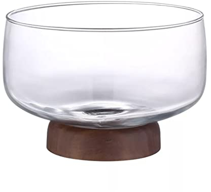IMYOGI Élégant Bois D'acacia Verre Décoration De La Maison Plat Bonbons Collations Noix Fruits Secs Assiette Snack Plats Bol Petit Déjeuner Plateau De Noce Dessert (D 21 * 15 * 12.5cm) of You