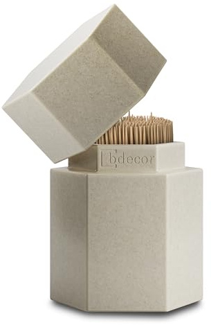 Toothpick Holder, Toothpick Holder Dispenser with Lid, Beige