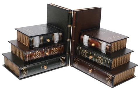 SHOWERORO Dekorative Holz-bücherbox Als Buchstütze Aufbewahrung Und Wohnaccessoire Für Bücherregale Stilvolle Aufbewahrungslösung Mit Vintage-inspiriertem Design Für Zuhause Und Büro