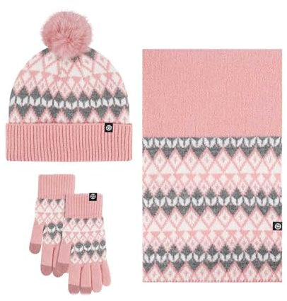 Rrongwn Winter Schal Strickmütze Kombiset Strickset Beanie Handschuhe Damen Schal Mütze Handschuhe Set Gestrickt Geschenkset Touchscreen Handschuhe