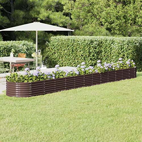 Xichuzi Hochbeet Pulverbeschichteter Stahl 512x80x36 cm Braun, Palettenrahmen, Hochteich, Gemüsebeet, Kräuterregal Balkon, Blumenbeet, Kräuterspirale, Tomatenbeet, Pflanzhochbeet - 318940