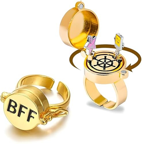 Shengruili 2 Stück Beste Freunde für Immer Ringe,Süßes BFF Ring,Einstellbar Offene Kappe Ring,Umarmungsring Silber,Offene Kappe Ringe,Freundschaftsring,Schmuckgeschenke für Frauen Mädchen