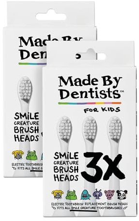 Made By Dentists Kids Electric Toothbrush Replacement Heads – 6 Heads (2x3) - Soft Bristles Brush Head for Gentle Care, 18 Months Supply