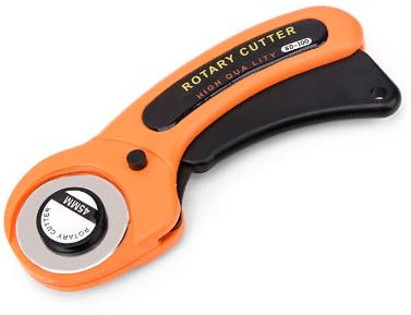 Yuhtech Cortador giratorio de 45 mm, cortador giratorio para tela con 5 cuchillas extra de 45 mm altamente afiladas, mango ergonómico para tela, cuero, manualidades, costura, acolchado