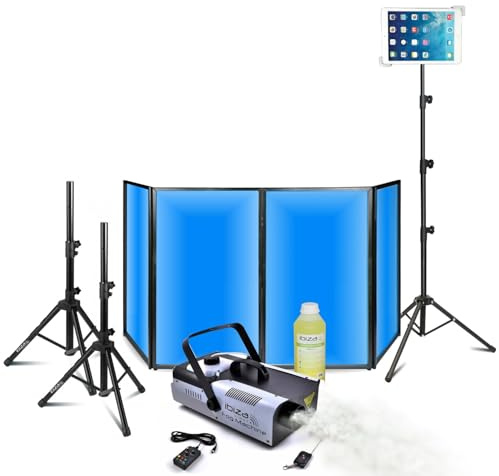 Ibiza - Pack DJ Lumière Façade 1200 x 700 - Machine fumée Ibiza LSM1200PRO - Pied Support Tablette - 2 Pieds Supports Enceintes - Sono Fête
