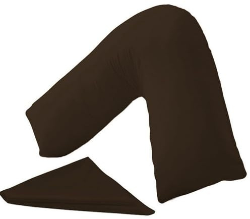 KANAK Taie d'oreiller en forme de V - Polycoton - Soutien du dos et du cou - Housse de coussin orthopédique/de grossesse/d'allaitement uniquement (chocolat)