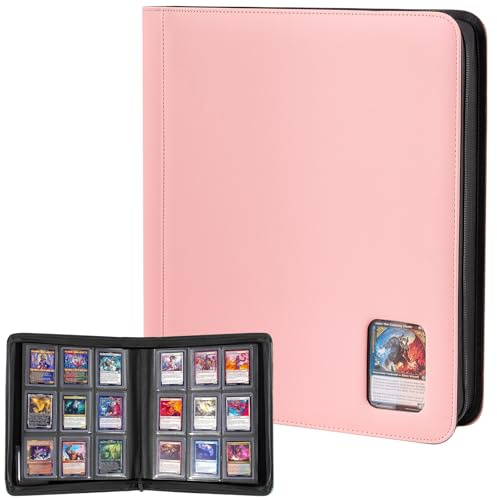 ProCase Álbum para Toploaders 3x4, 324 bolsillos -Rosa | 9 Bolsillos de Carga Lateral, Archivador con Cremallera y Ventana, Sin PVC, para TCG y Cartas Deportivas
