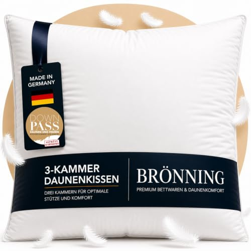 Brönning 3-Kammer Daunenkissen 80x80 cm -Made in Germany- Kopfkissen 80x80
