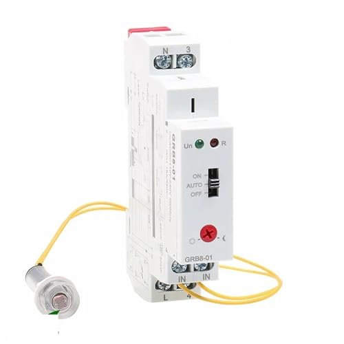 GRB8-01/02 Din Rail Twilight Switch Photoelectric Timer Light Sensor Relay AC110V-240V Auto ON OFF 1pcs(GRB8-01 AC110-240V)