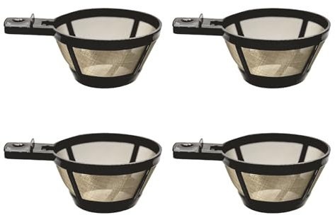 Lot de 4 filtres à café réutilisables 3 à 4 tasses pour plusieurs cafetières, design convivial, filtre à café permanent
