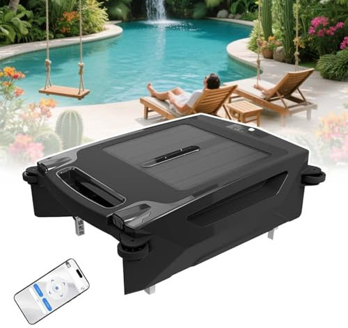 zhenmaster Robot Limpiador de Piscina Inteligente con Carga Solar y batería, Control por App – Skimmer inalámbrico para Hojas y Polvo, 3.4L, obstáculos evitables, IPX7