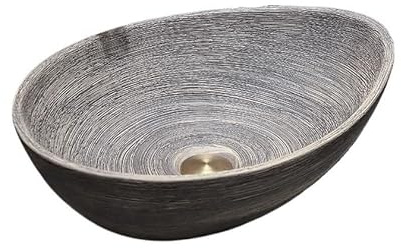 YHxFlux Lavandino Bagno Lavabo da appoggio in Ceramica Artistica Vintage, for Bagno, con Rubinetto e Scarico. Lavabo da Appoggio