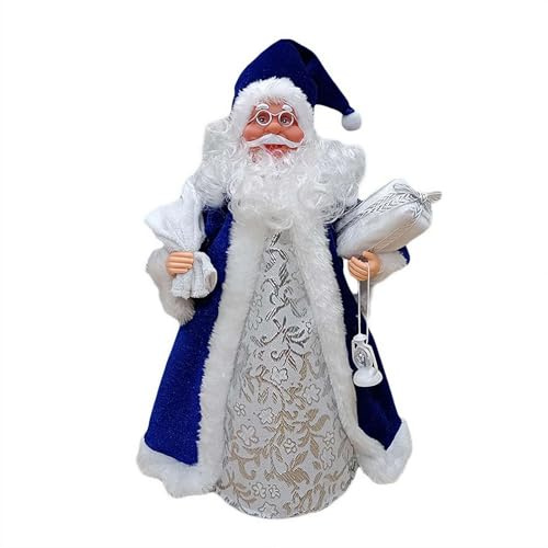 Santa Claus Christmas Tree Top Decoration, Traditional Santa Claus Figure for Festive Settings Decoration for Trees and Indoor Spaces (blue)