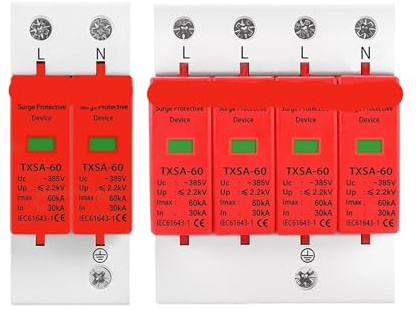 Applicable to AC SPD Din Rail 20KA 40KA 30KA 60KA 2P 4P 385V House Lightning Surge Protector Protective Low-Voltage Arrester Device(20-40kA,2P 275V)