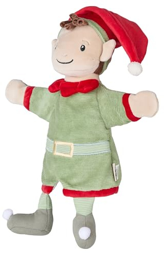 Sterntaler Handpuppe Wichtel, Kinder- und Babyspielzeug, weicher Flausch, süßes Halstuch, wattiert mit Polyesterwatte, 31 × 27 × 7 cm – steingrün