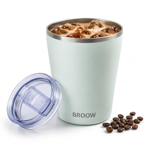 broow Edelstahl Tumbler 240ml – Doppelwandiger Thermobecher für Cold Brew Coffee, Eiskaffee & Heißgetränke – Wiederverwendbarer To-Go Becher mit Deckel, BPA-frei