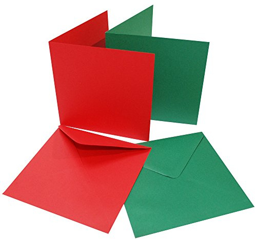 Craft UK 2038 julkort med kuvert, 15,2 x 15,2 cm, röd/grön, 40 stycken