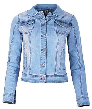 Fraternel Damjacka, jeansjacka, denimjacka, figursydd stretch, Ljusblå, XL