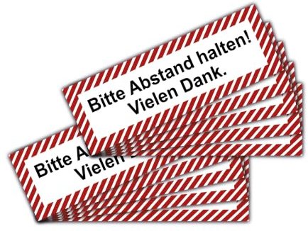 5 Stück Bitte Abstand halten Aufkleber 21x7,2 cm Sticker Diskretion Gebotszeichen mit UV Schutz Warnzeichen für Außen-und Innenbereich von STROBO